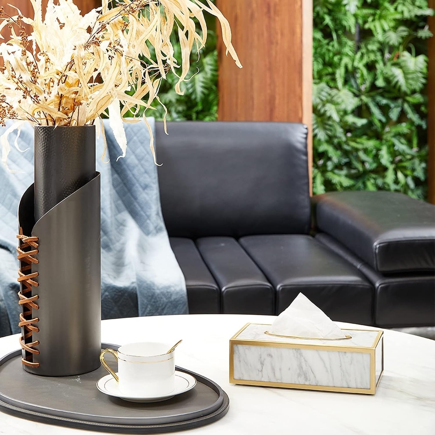 Tissue Box Tissue Box Cover Marble Brass Tissue Storage Box Home Living Room Restaurant Desktop Rectangular Tissue Box Holder Facial Tissue Box (Size : A) image 5
