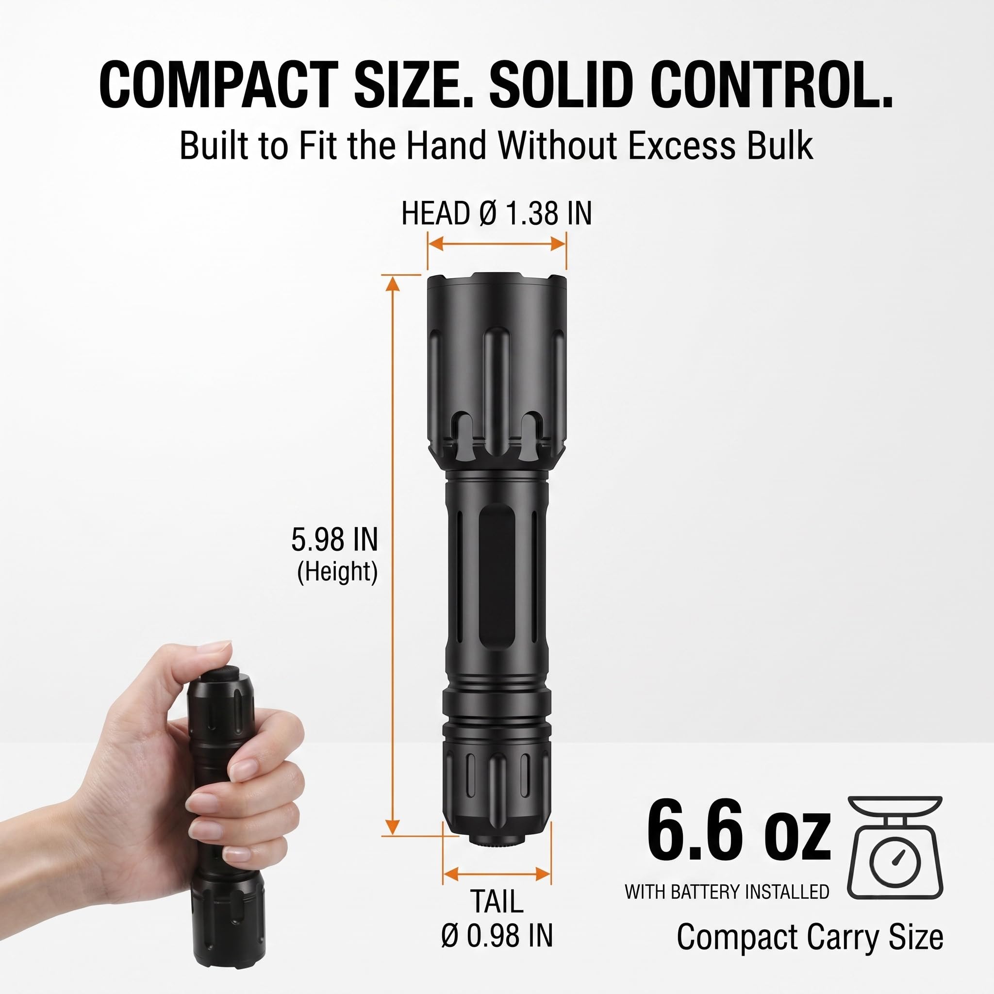 Lampe de poche LED 2200 lumens rechargeable, étanche, compacte, tactique