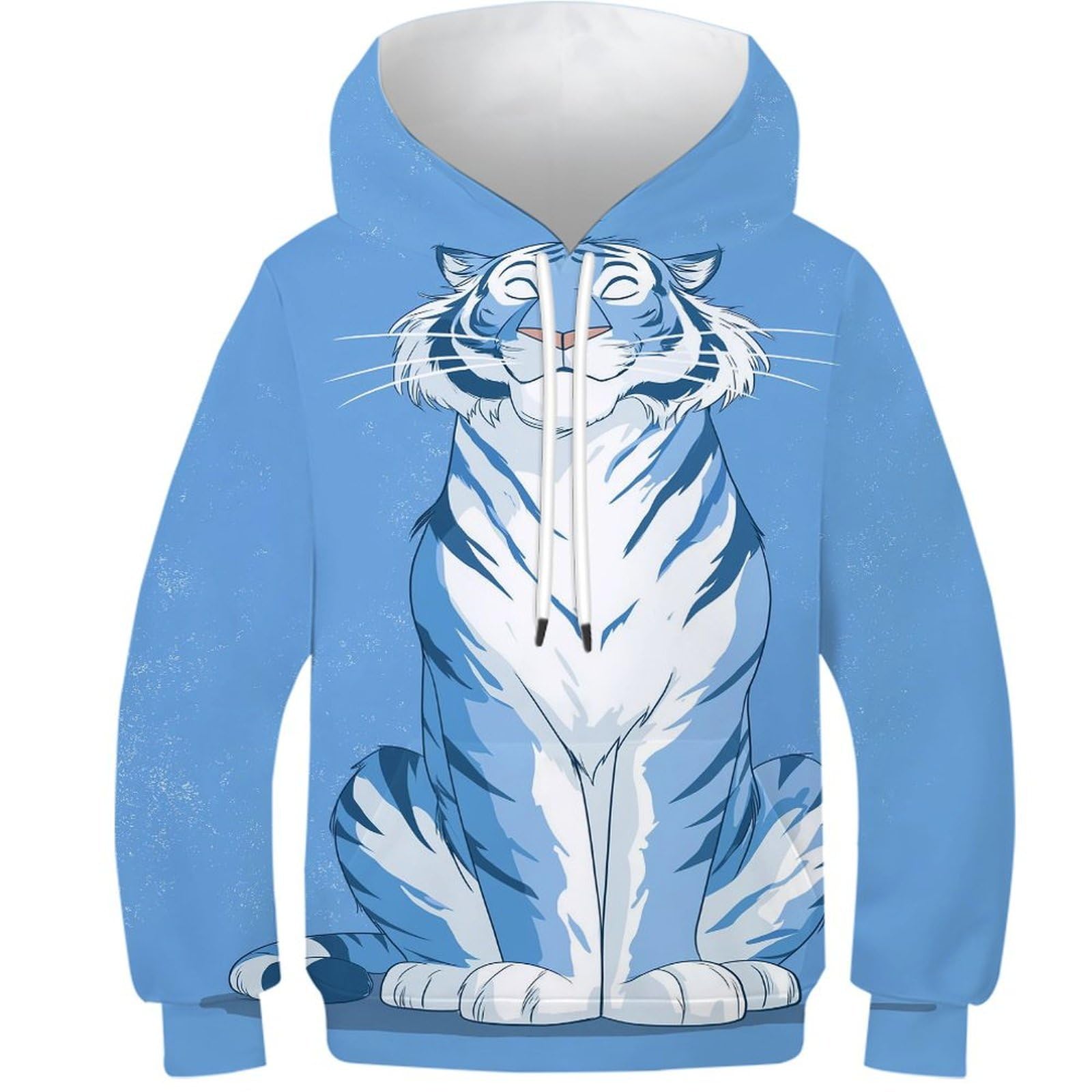OPCALIS Unisex Boys Girls Hoodie Tiger Sweatshirt with Pockets Animal 3D Printed Casual Athletic Long Sleeve Pullover 9-11Y