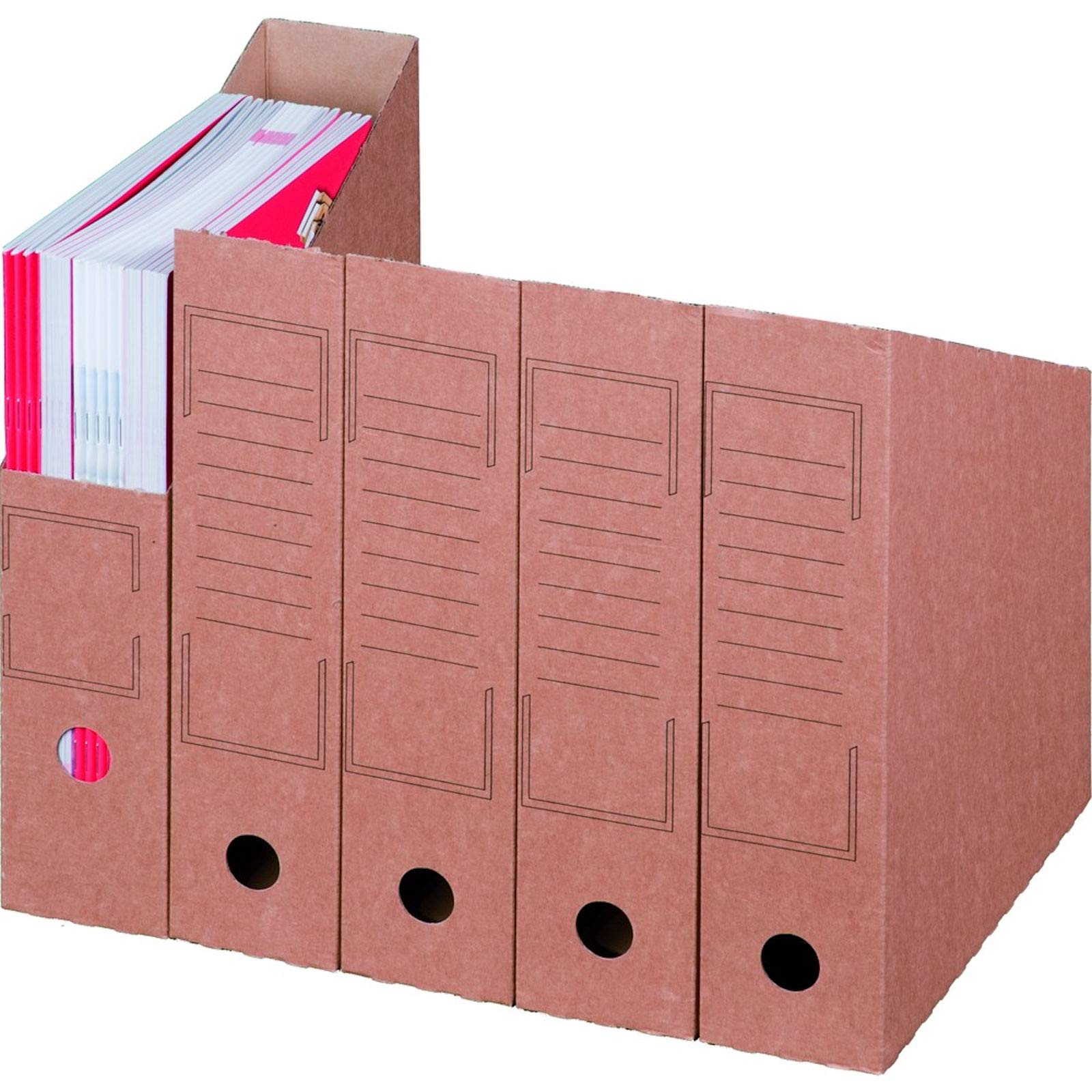 KK Verpackungen Stehsammler A4 Überformat | 1980 Stück, 75mm Rückenbreite, 260x75x315mm | Stehordner aus Wellpappe mit Grifflöchern & Beschriftungsfeld | Zeitschriftensammler Weiß