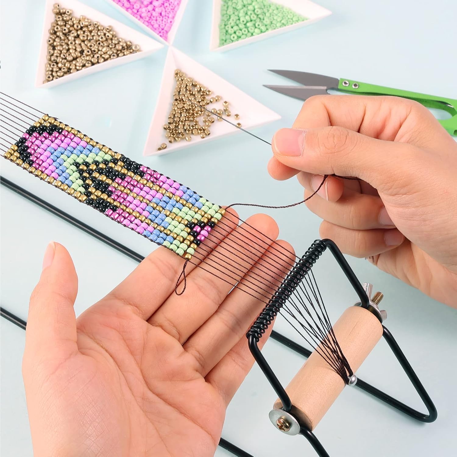 Telar De Cuentas, Máquina De Tejer De Cuentas Telar Pulseras, Bead Loom Ajustable Máquina Para Tejer Abalorios Para Principiantes Tejer Pulseras, Collares, Cinturones, Manualidades Diy