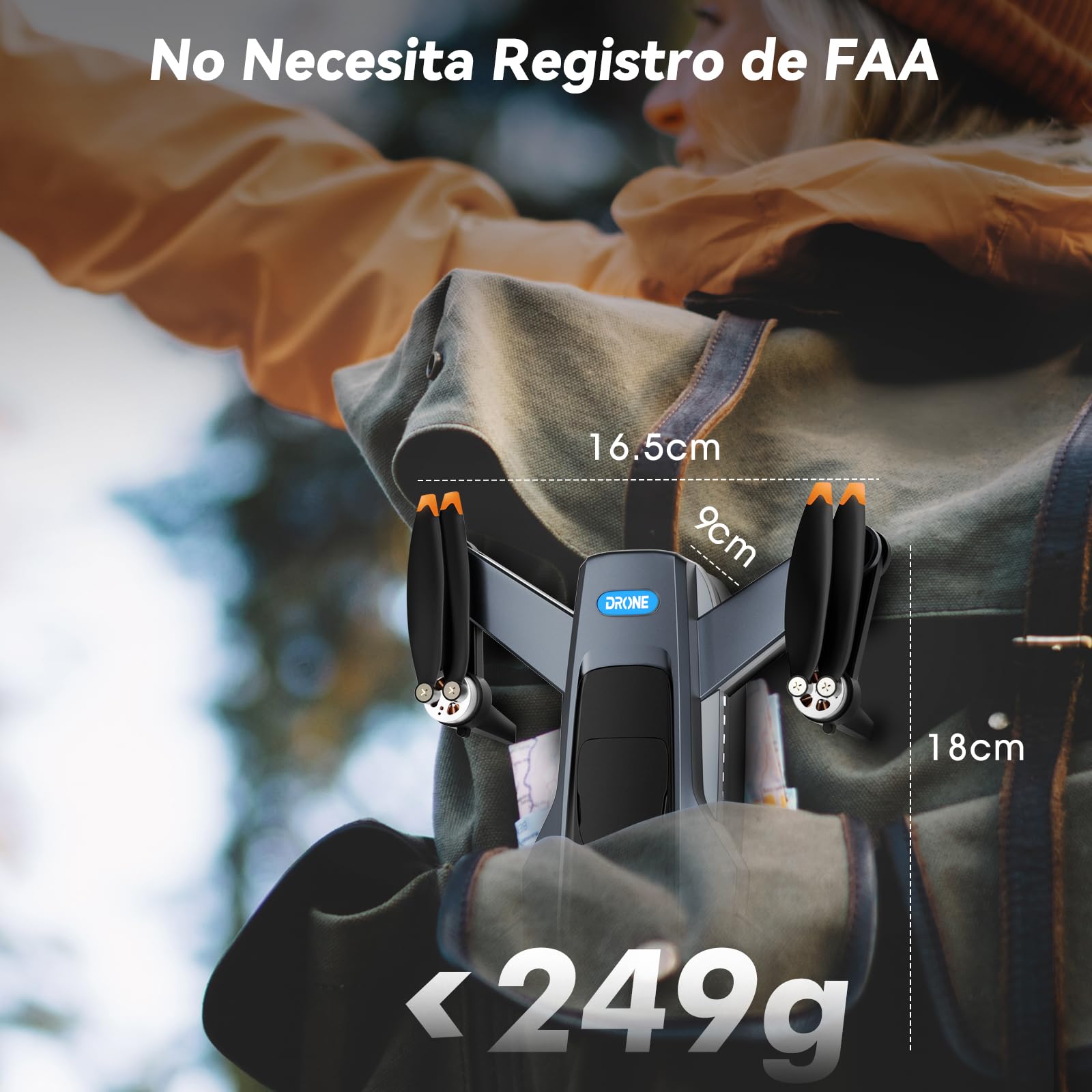 Dron con Cámara 4K GPS para Adultos y Principiantes, 54 Min Vuelo (3 Baterías), Motor Sin Escobillas, Cámara Ajustable 90°, Retorno Automático, Plegable <249g(Negro)(estándar)