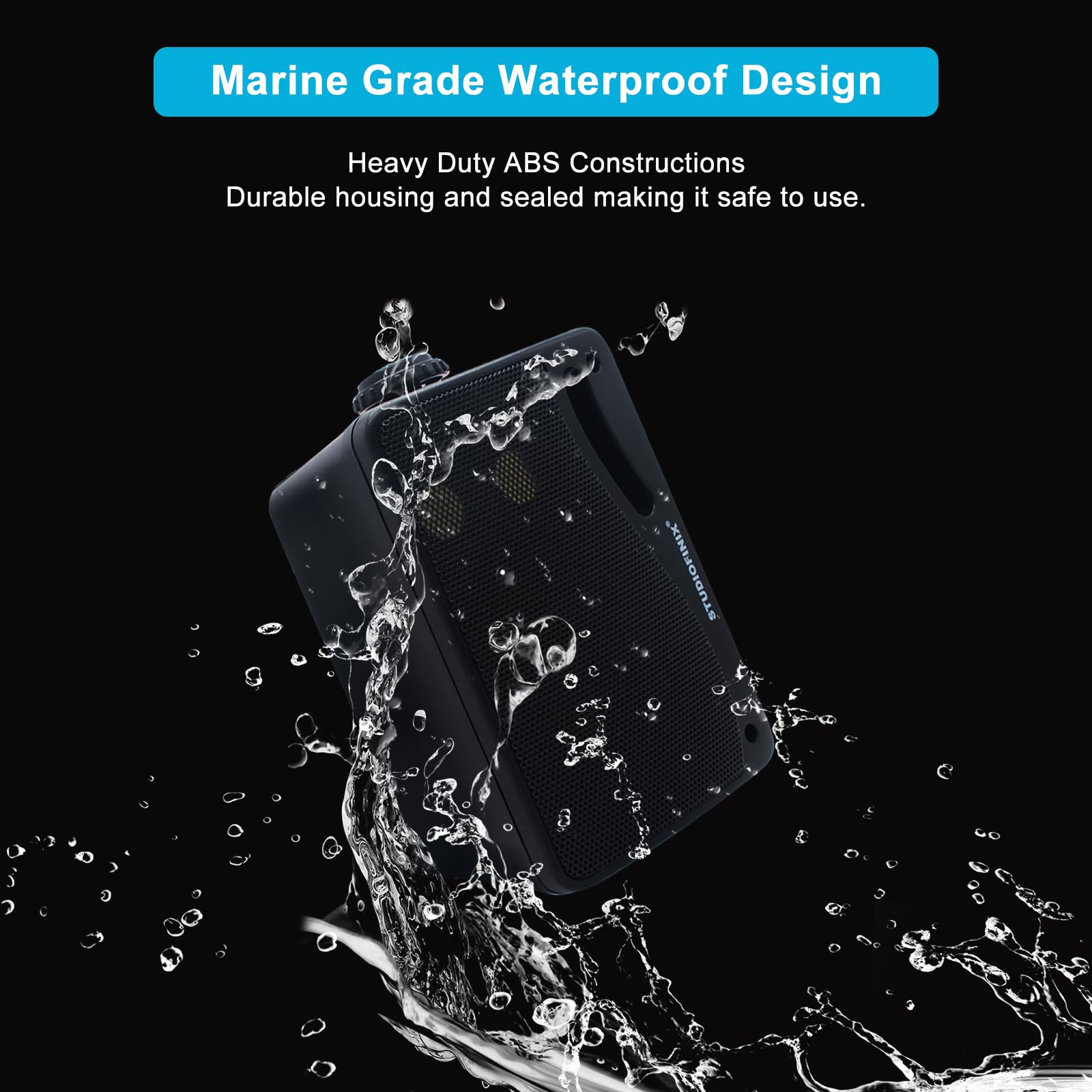 STUDIOFINIX Passive Outdoor Speakers Wired Waterproof -3.5 Inch 3 Way 200W Surface Marine & Wall Mount Speakers, Ideal for Home, Boat, Poolside, Patio, Indoor Outdoor Use（Black