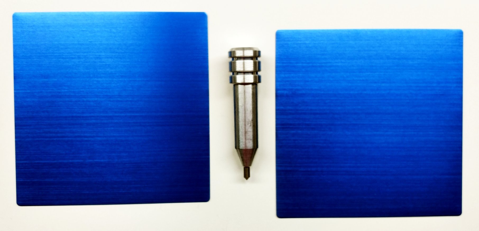 Bundle, 2 Items : The Etching Tool (Cricut Explore One) + Set of 2 Anodized Aluminum Blanks (3.5" Square)