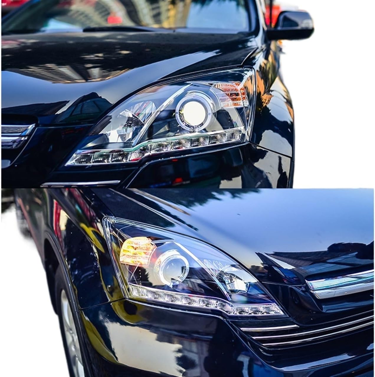 Headlight Led DRL Double Lens Hid Bi Xenon Auto Accessories Head Lamp Compatible With CR-V Headlights CRV LED 2007-2011(Headlight No Bulb)