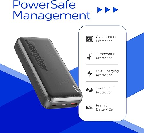 Miniatura 7 de Energizer Cargador portátil de 20000 mAh de carga rápida 22.5 W PD3.0 Power Bank USB-C de entrada y salida de batería Cargador de teléfono portátil