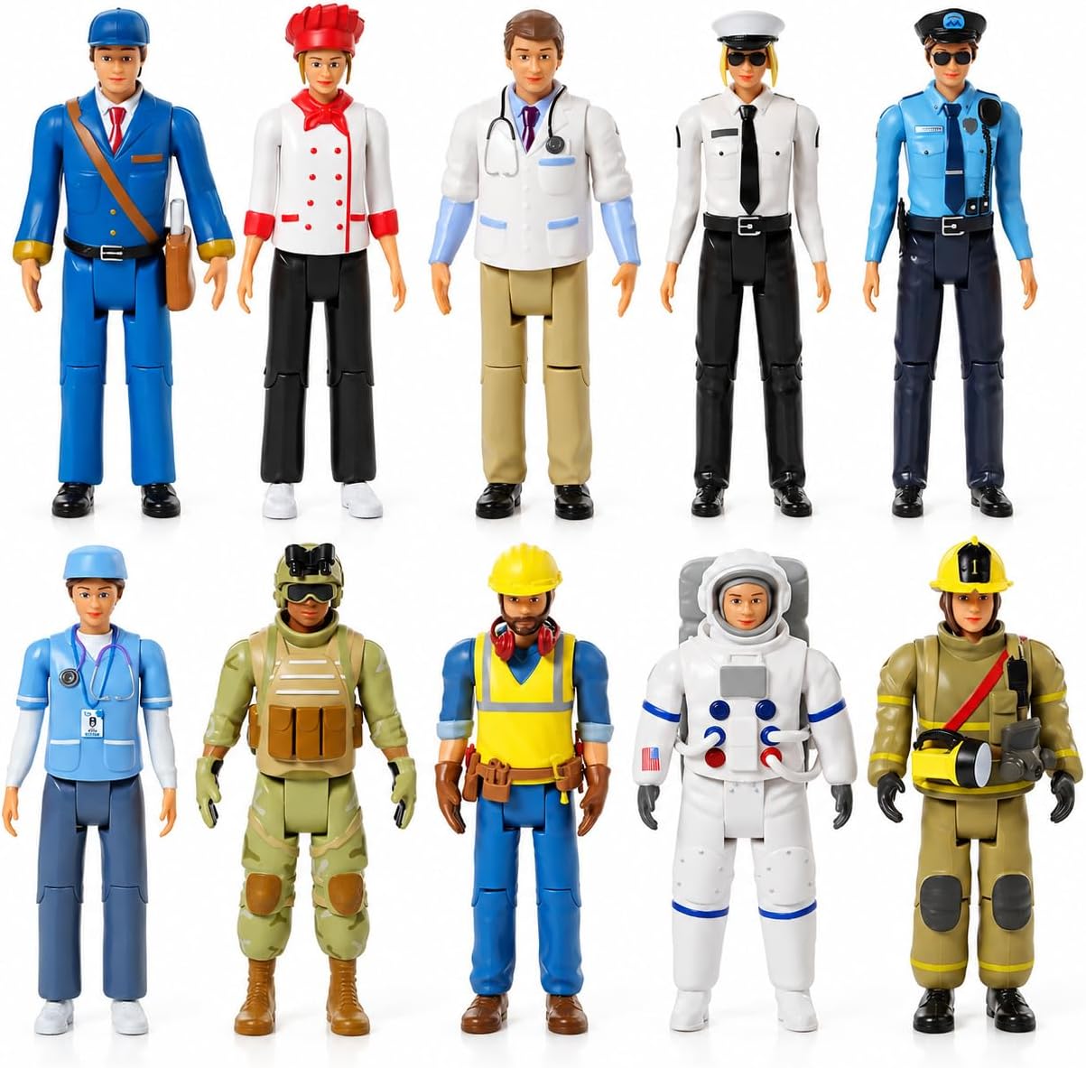 Beverly Hills Doll Collection Sweet Liโl Family Dollhouse Figures - Firefighter, Police Officer, Doctor and More, Set of 10 Action Figure People Doll House Set, Pretend Play for Kids and Toddlers