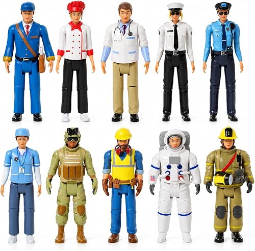 Beverly Hills Doll Collection Sweet Li’l Family Dollhouse Figures - Firefighter, Police Officer, Doctor and More, Set of 10 Action Figure People Doll House Set, Pretend Play for Kids and Toddlers