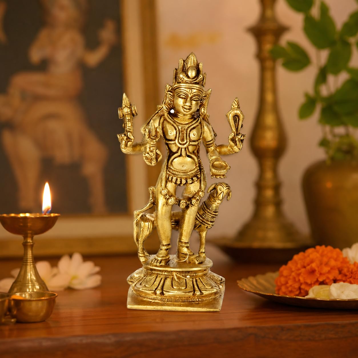 Brass Kaal Bhairav Statue - Protection & Home Decor -2 Brass Kaal Bhairav Statue - Protection & Home Decor -2