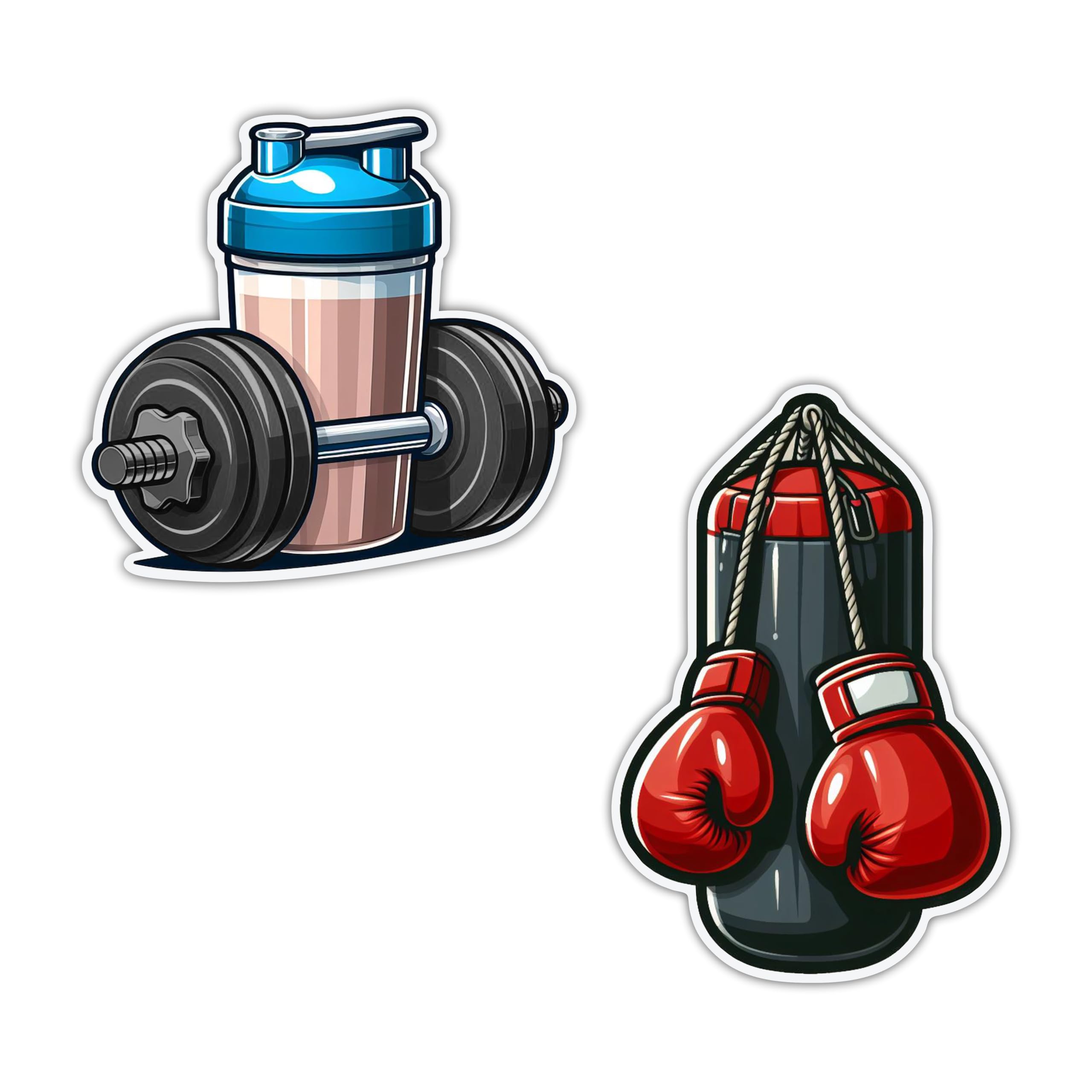 magneversemagneverse Dumbell with Shaker & Boxing Bag with Boxing Gloves Gym Fridge Magnet Set - Premium Acrylic Magnets for Kitchen & Home Decor (Set of 2 Gym Magnet for Fridge)