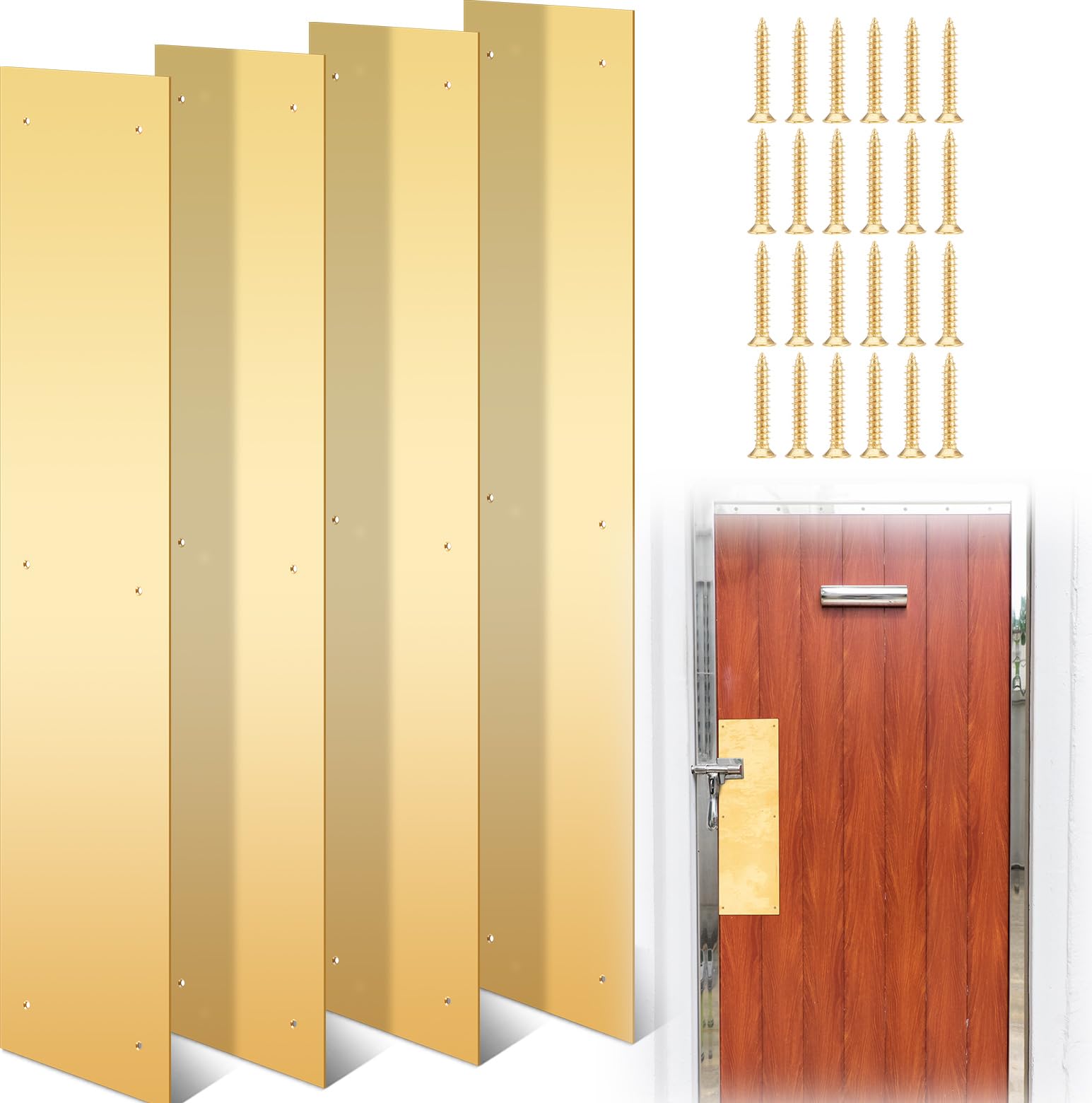 Plaque de poussée de porte en laiton Blulu de 40,6x10,2 cm pour la protection des portes