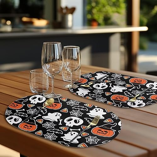 Miniatura 81 de Heat Resistant Placemats Oval Placemats Set of 6 Leather Washable and Wipeable Non Slip Place Mats, Waterproof Modern Dining Table Mats, Oval Floral