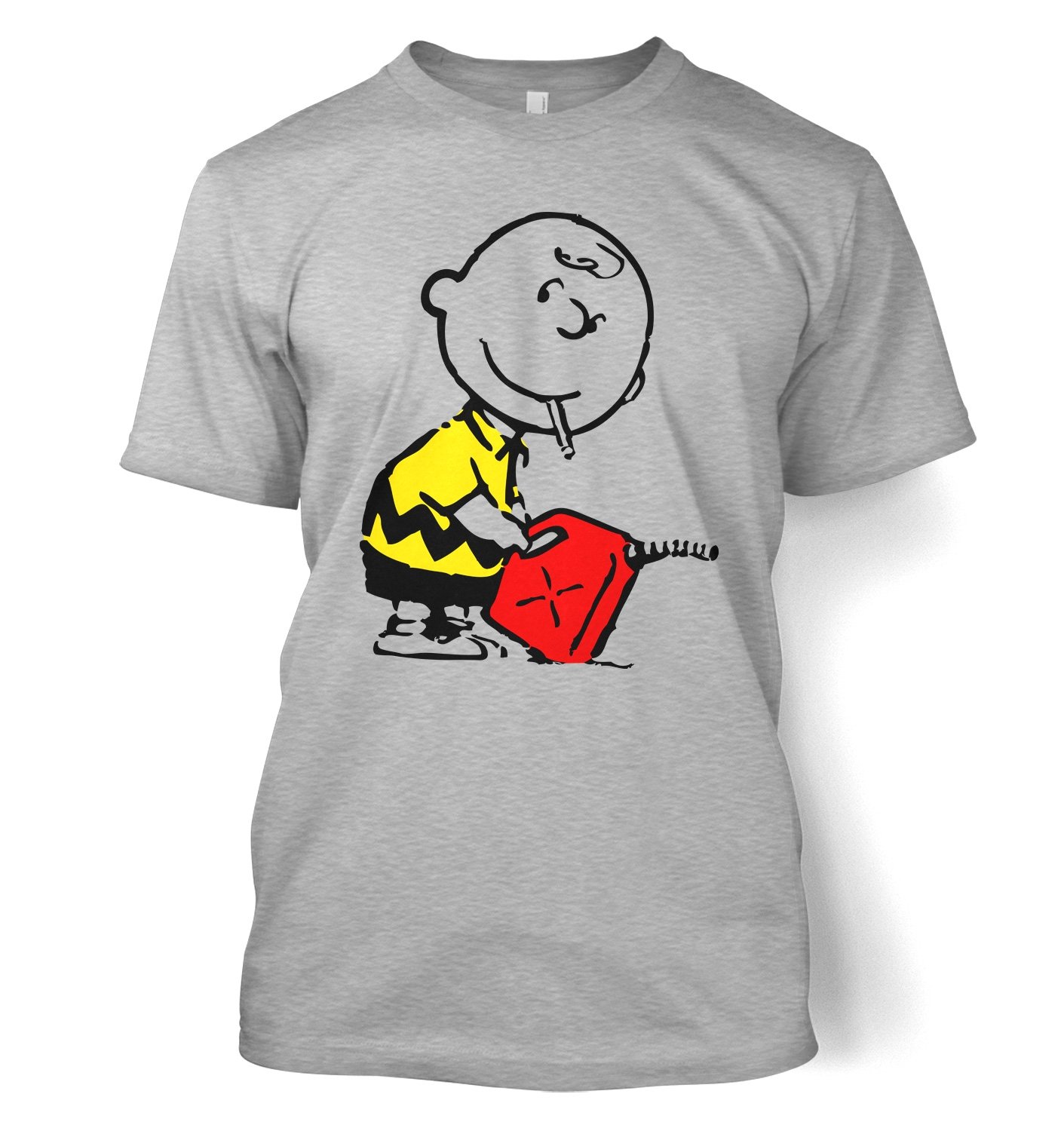 Banksy By Big Mouth Men's Sport Grey Banksy Charlie Brown Firestarter T-Shirt - Large (42/44")