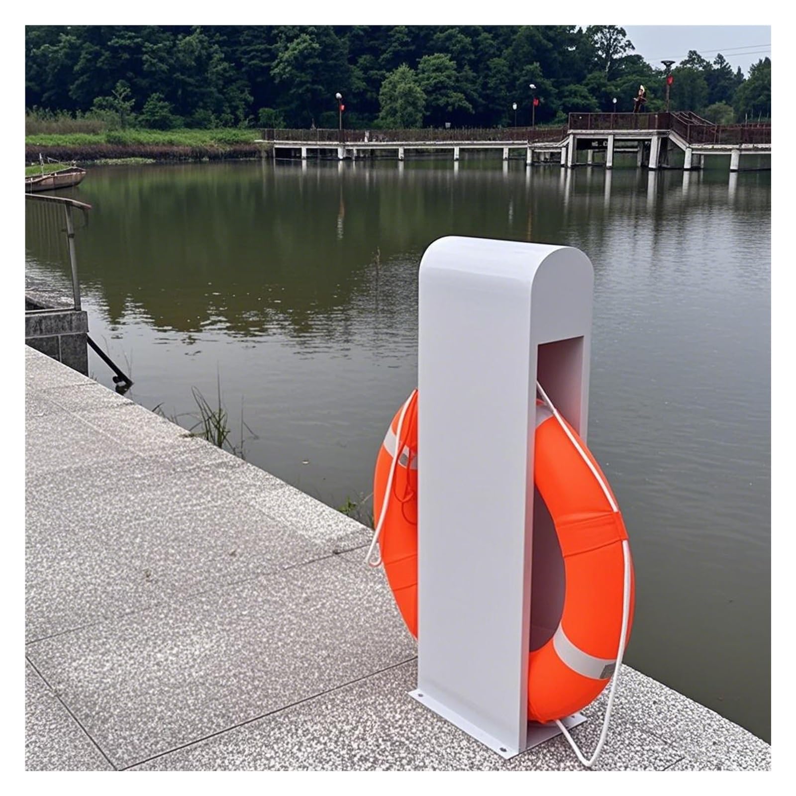 Rettungsring-Lagerhalterung Für Pool, Metall Rettungsringe Halterung Rostfrei & Wasserdicht, Mit 5m Polypropylen Rettungsseil & 44cm ID Rettungsring, Rettungsring-Halter, Scenic Spot(3 Pack)