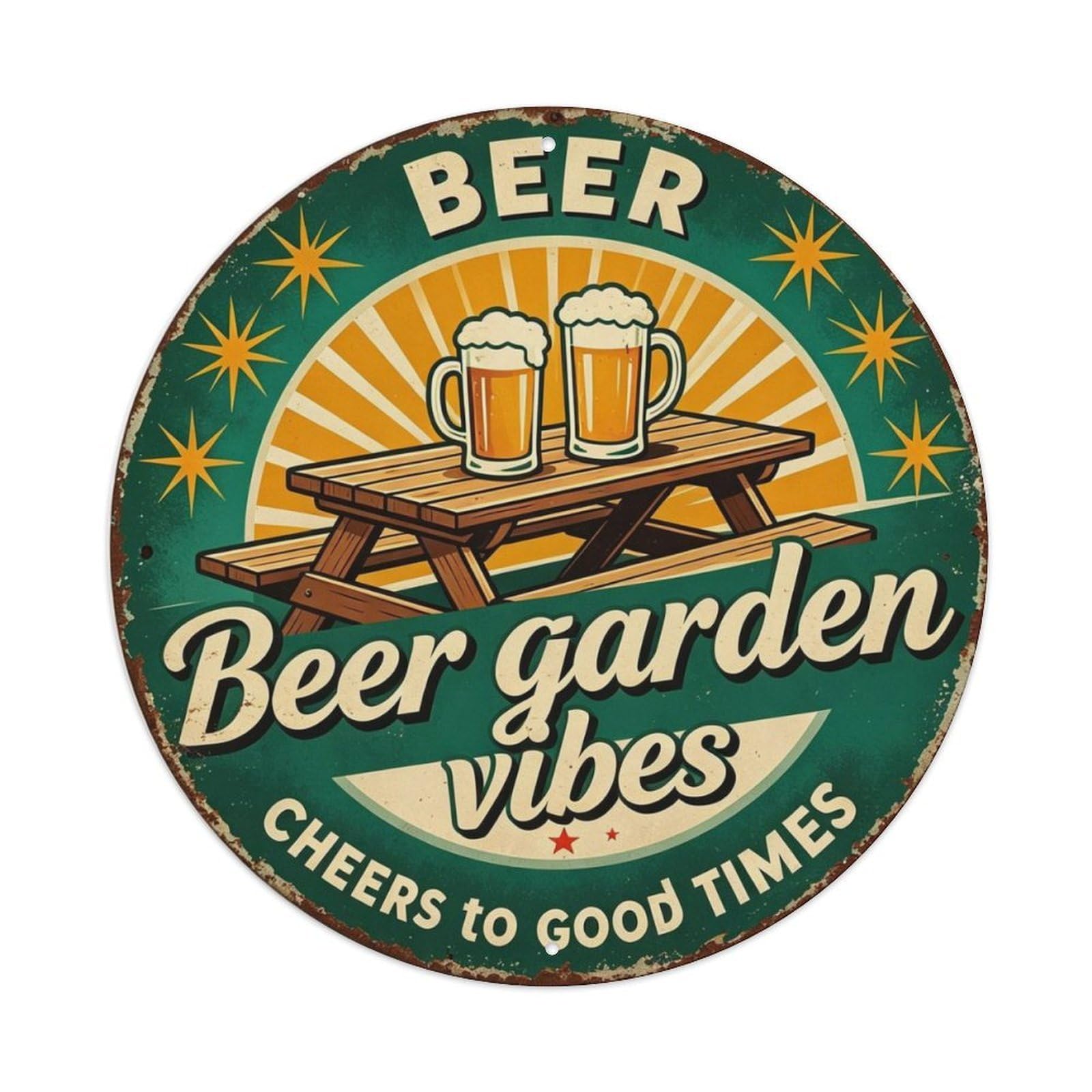 Beer Garden Vibes Metal Tin Sign Plaque