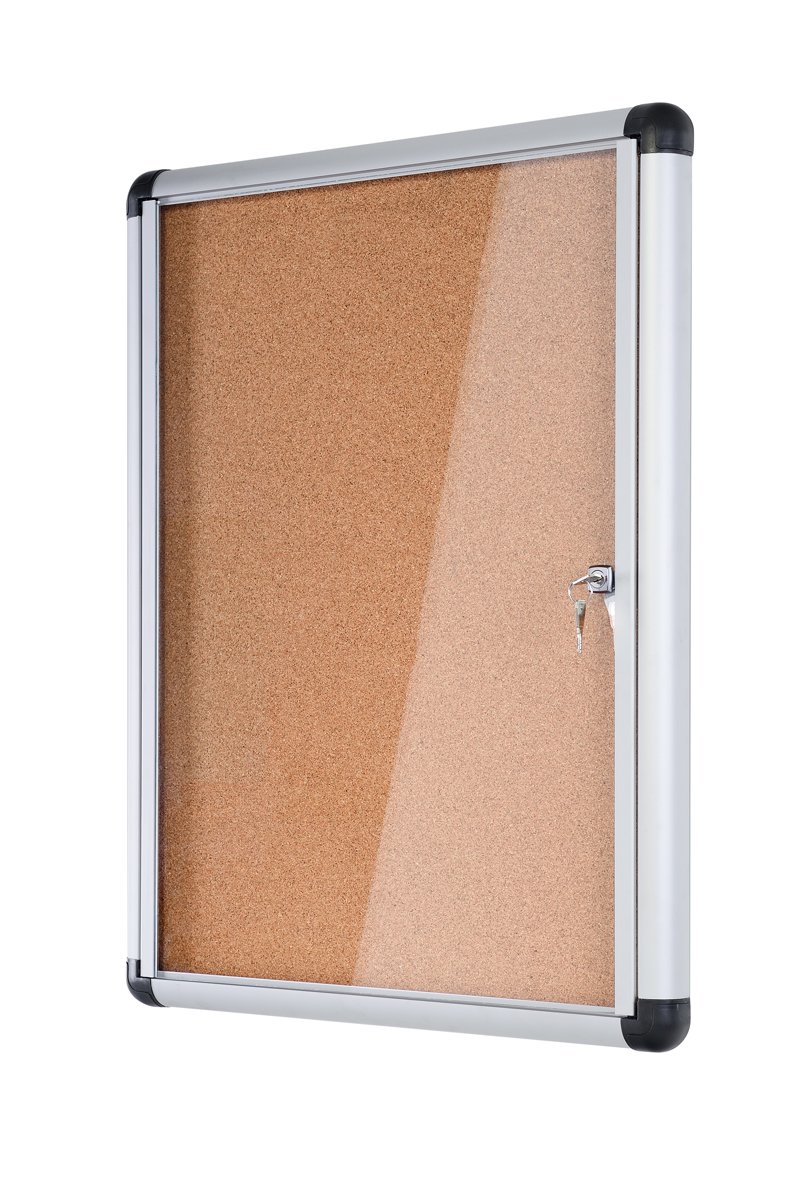 Bi-Office Enclore Extra - Vitrina de Interior de Corcho con Puerta de Acrílico y Cerradura, 723 x 984mm - 9x A4