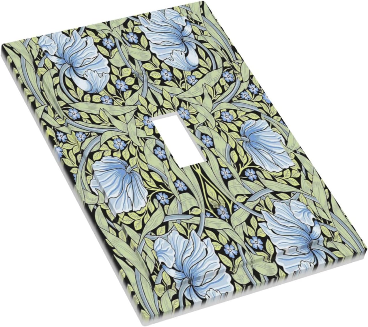 Rougui Decorative Switch Plate Covers William Morris Green Plant Leaf Blue Flower 1 Gang Wall Plate Single Toggle Light Switch Cover Plate Jumbo Electrical Switchplate Receptacle Faceplate