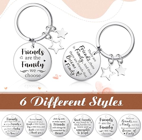 Vista 4 de Cunno 6 llaveros de amistad, llavero inspirador para mejor amigo, llavero de agradecimiento de joyería de amistad