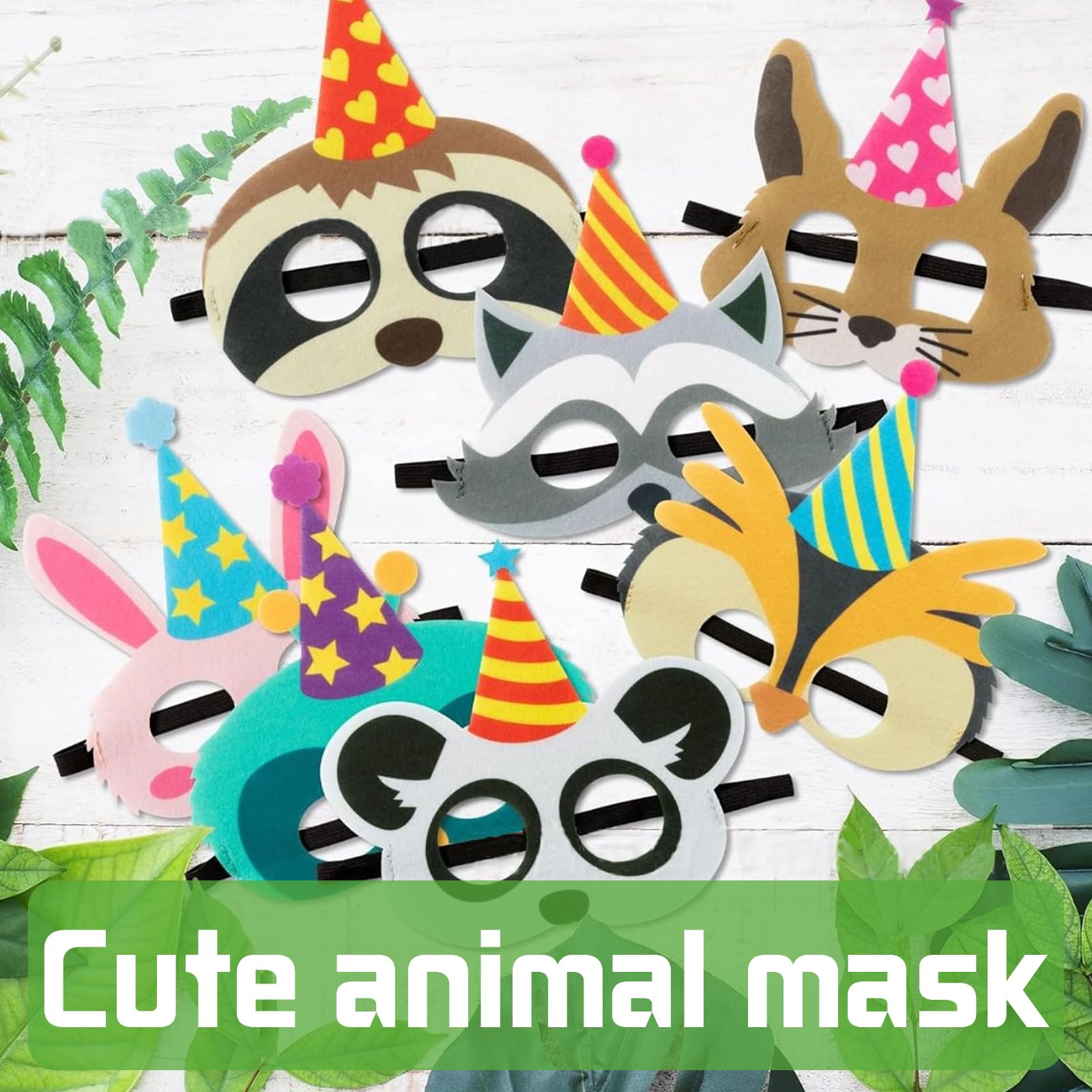 LUKIUP Filcowe maski ze zwierzętami, 24 sztuki, sukienka dla dzieci, maska ze zwierzętami, dżungla dla dziewczynek, chłopców, na cosplay, karnawał, przyjęcie urodzinowe