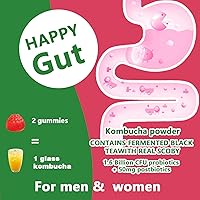 Vista 7 de Gomitas probióticas de kombucha: prebióticos, probióticos, postbióticos, suplemento de fibra, olmo resbaladizo para hinchazón, salud intestinal