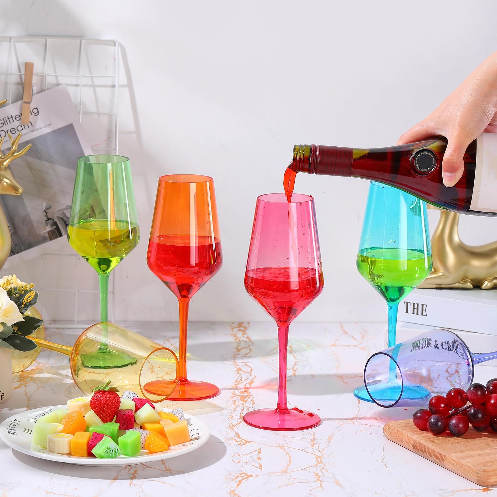 MATANA 48 Verres à Vin en Plastique, Transparent (180ml) - Verres