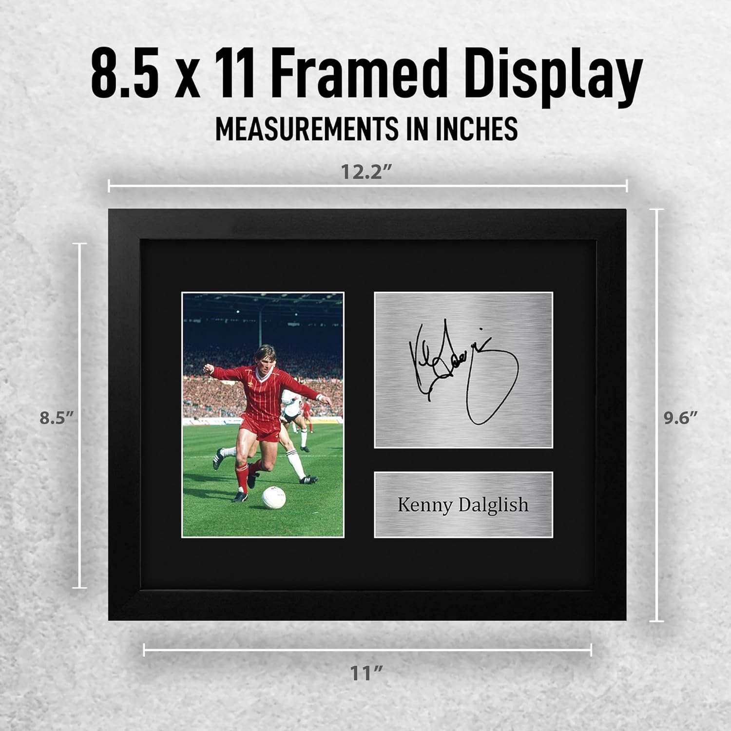 HWC Trading Kenny Dalglish Liverpool Gifts Printed Signed Autograph Picture for Soccer Fans and Supporters - US Letter Framed (ID-008340)