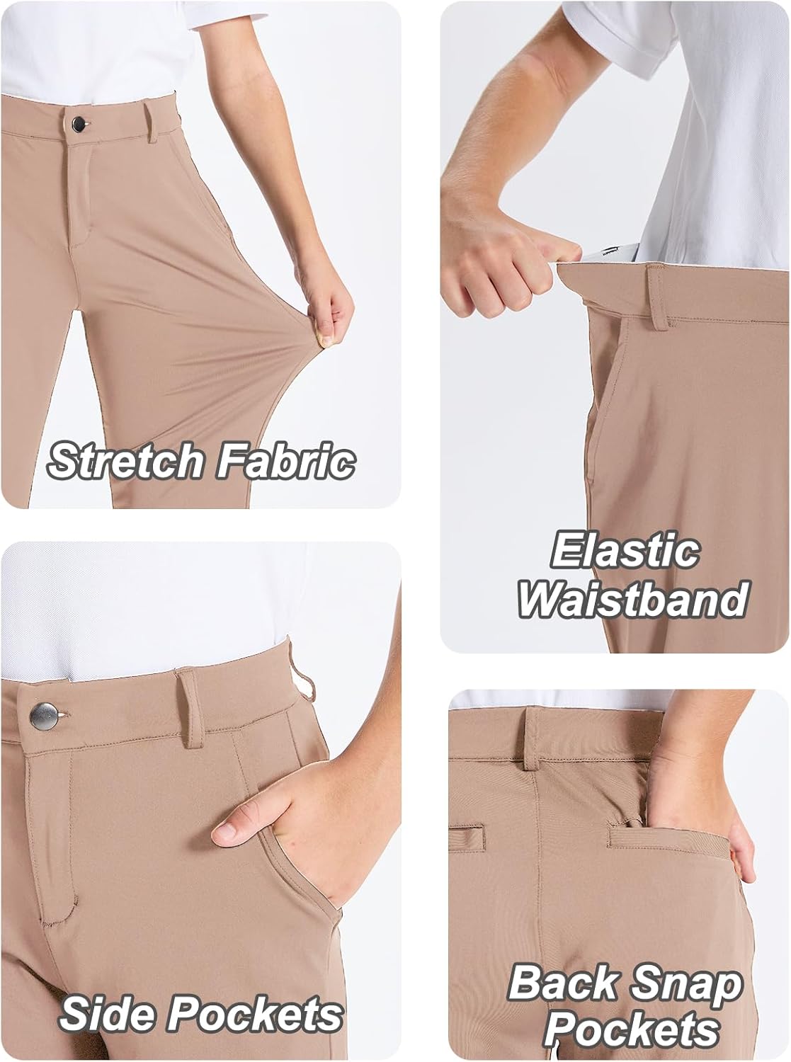 DEVOROPA Youth Boys Golf Pants Stretch Flat Front Dress Athletic Casual Pants School Uniform Chino Twill Pants Pockets - Image 5