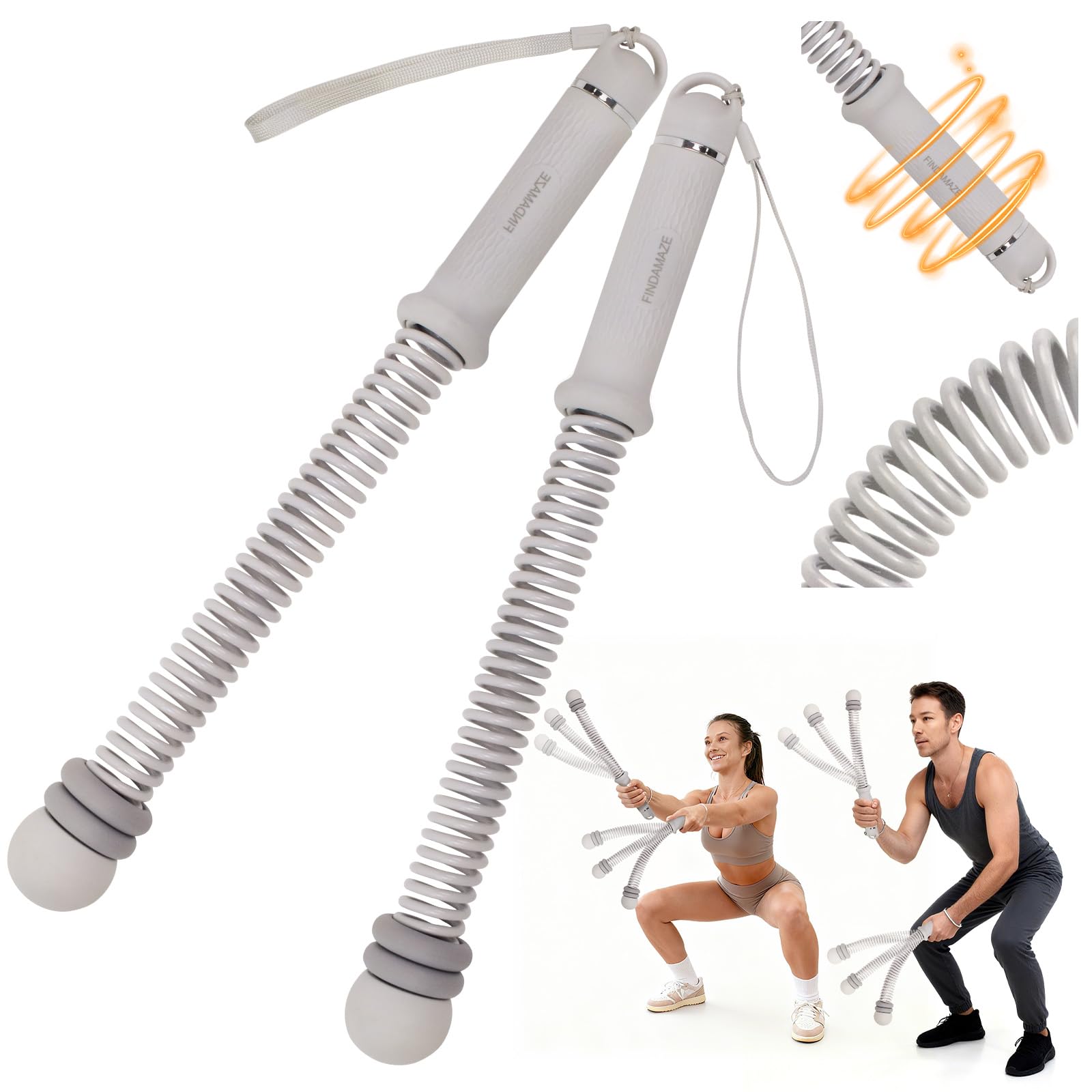 FINDAMAZE Portable Ropeless Battle Ropes for Men & Women,Adjustable Weights Cordless Battle Ropes for Home Gym,Exercise Ropes with Variable Resistance