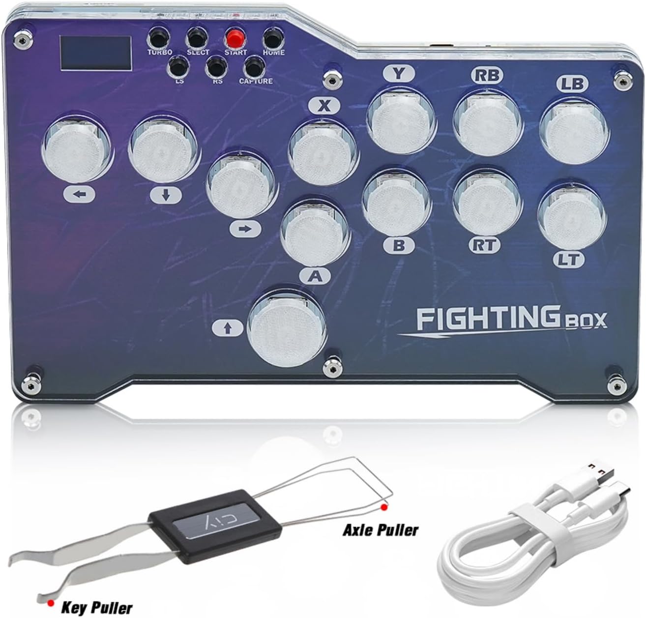 FightingBox Gaming Keypad, Hitbox Fighting Gamepad Controller Arcade Joystick - Supports SOCD & OLED Display, Mixbox Mechanical Switches Keys, Suitable for PC/Android/Xinput/PS3/PS4/Switch with TURBO