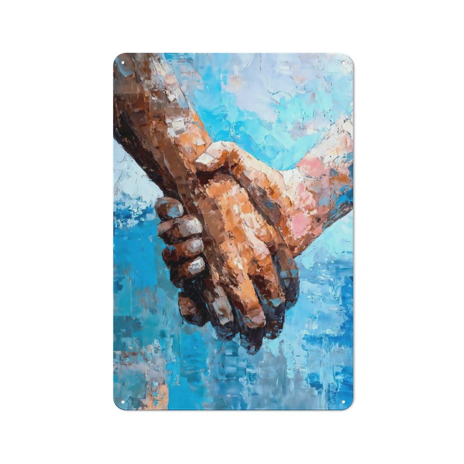Junmoney Style-10 Impressionistic Hands Holding Painting Workshop Style Metal Wall Decor 30X20cm, Decorative Metal Plaque For Garage, Hobby Room, Office Or Man Cave