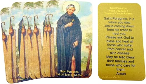 Westmon Works St Peregrine Holy Cards - Juego de 10 tarjetas de oración de santo del cáncer