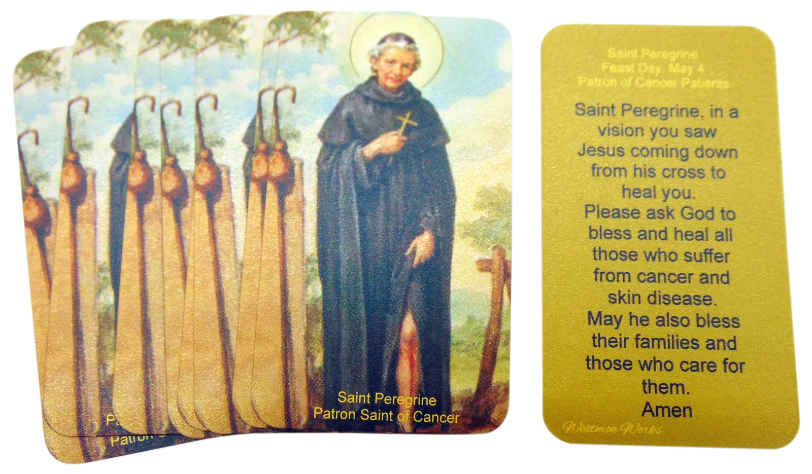Westmon Works St Peregrine Holy Cards Patron Saint of Cancer Prayer Card Pack Made in the USA, Set of 10