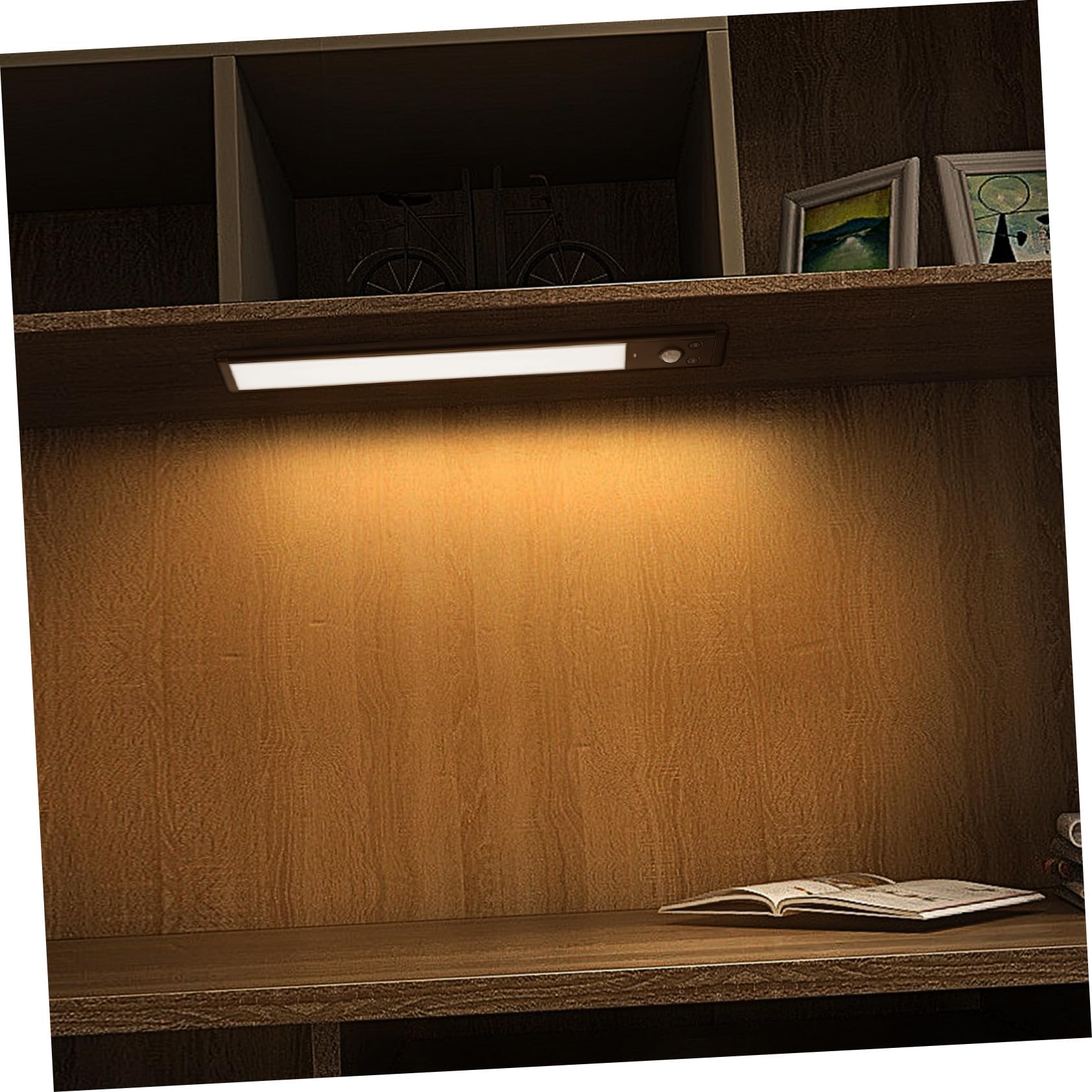 ULTECHNOVO Confezione da 4 Luci Led con Sensore di Movimento per Sottopensili da Cucina, Strisce Luminose a Induzione Led Nere per Corridoi, Scale E Porte.