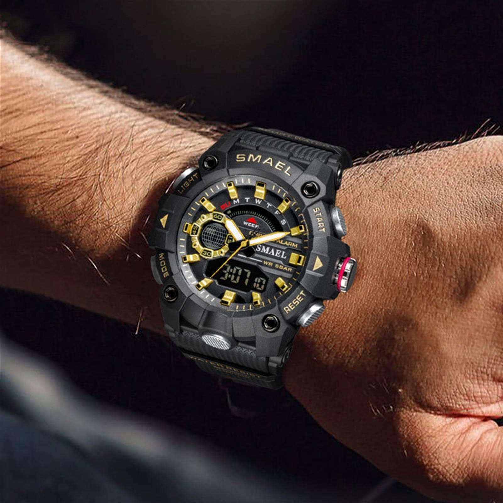 Orologi Sportivi per Uomini, Orologi Militari A Doppia Display Luminosi Multifunzionali, Orologio al Quarzo Multi Dial-Quadrante Analogico, con Allarme