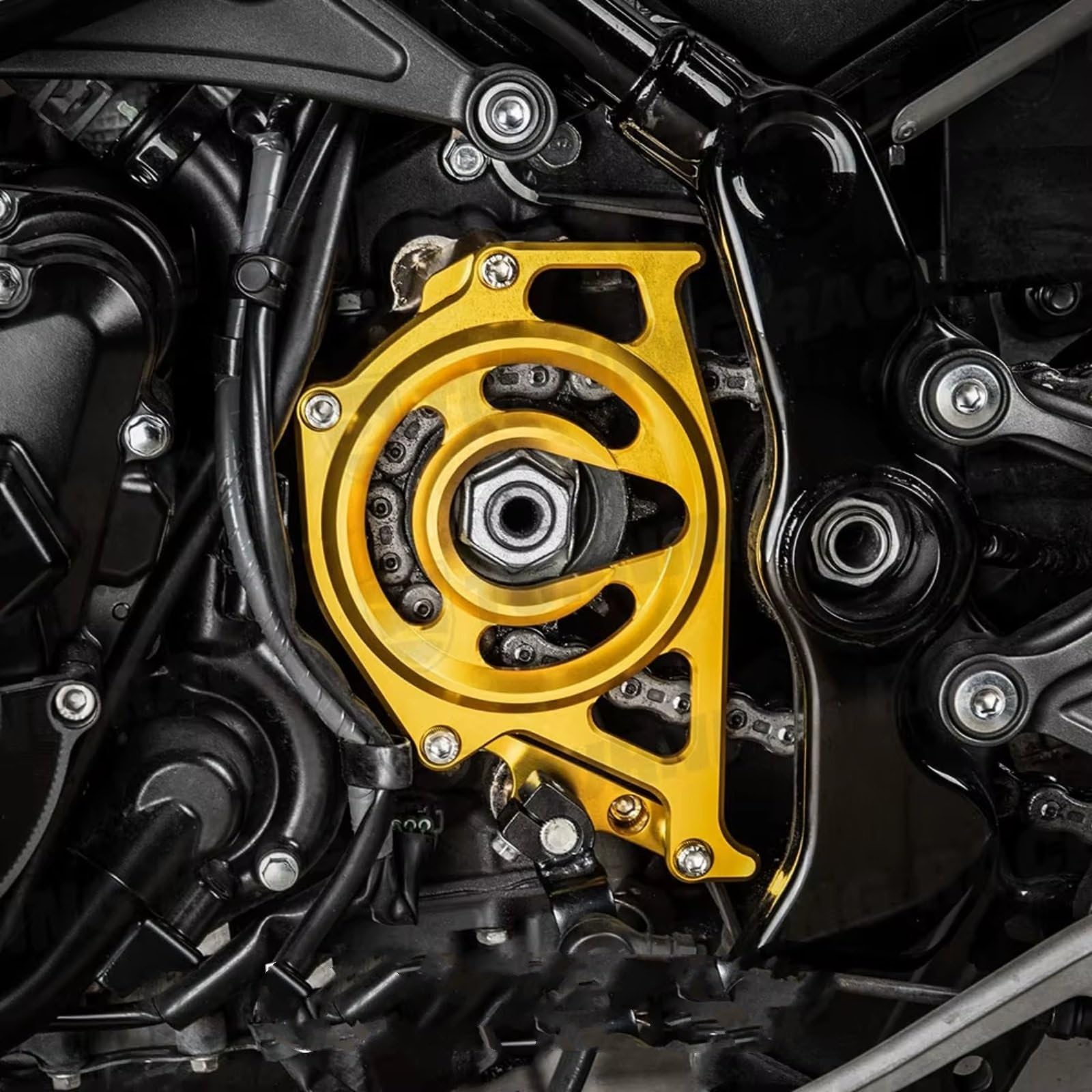 Motociclo Coperchio Pignone Anteriore Per Per Z900RS protettiva pignone moto | Aiuta a proteggere l'area catena dagli impatti della ghiaia dall'esposizione pioggia durante guida(Yellow)