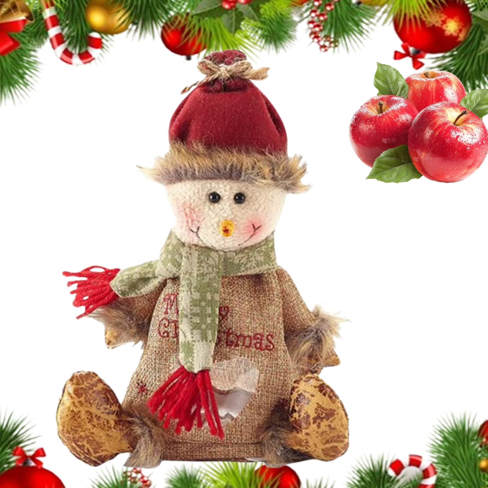Christmas Gift Bags Zipper Design, Reusable 3d Christmas Gift Bags, Cartoon Doll Bag, for Packaging of Apples, Candies, Small Toys and Gifts (1PC-C)