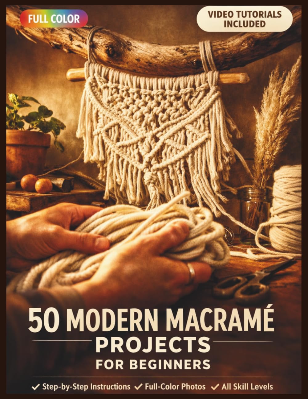 50 MODERN MACRAMÉ PROJECTS FOR BEGINNERS: A Fully Illustrated Guide to Boho Knots and Wall Hangings for Complete Beginners | Video Tutorials Included (50 CRAFTS AND HOBBIES PROJECTS)