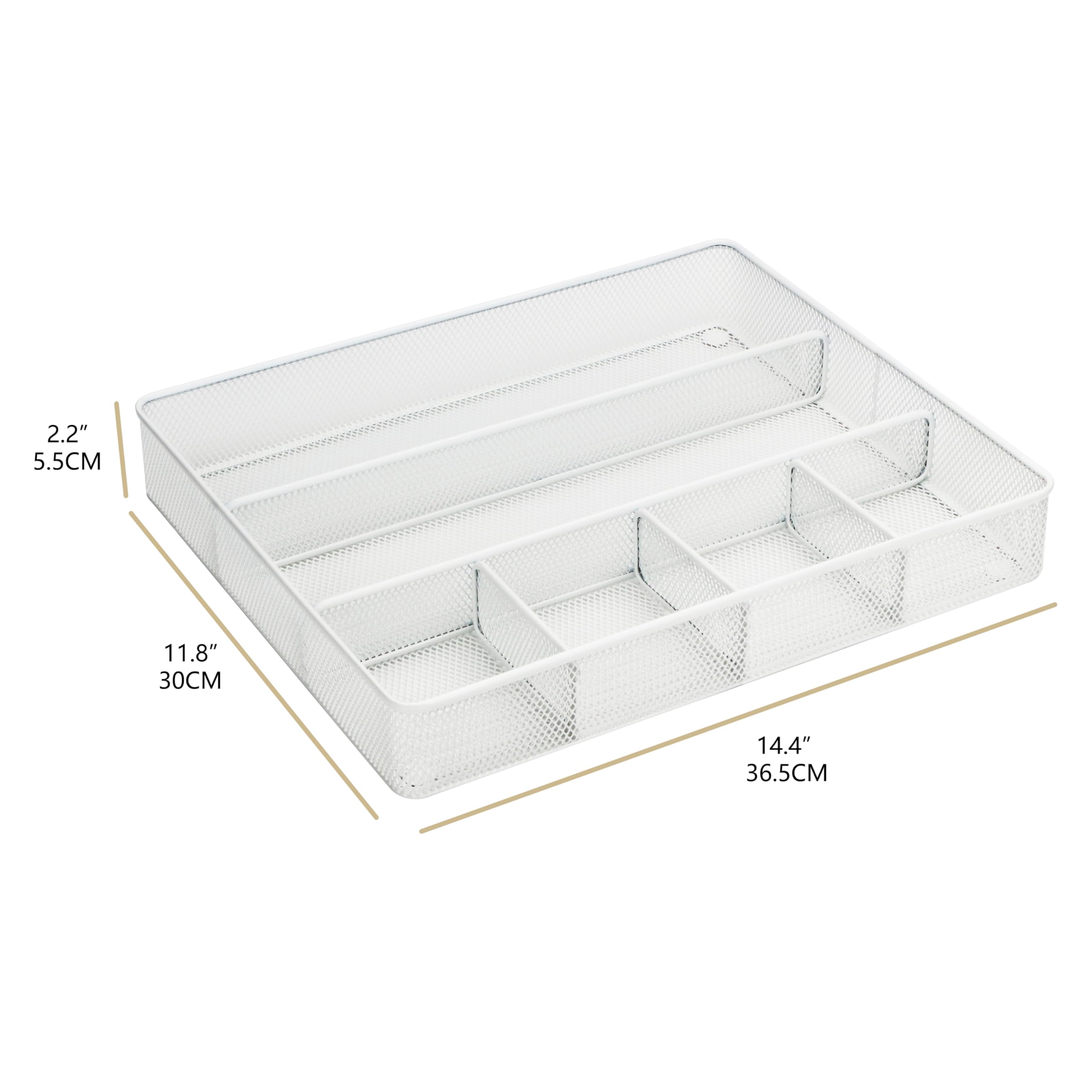 Annova Bandeja organizadora de cajones de escritorio, malla de metal, blanco