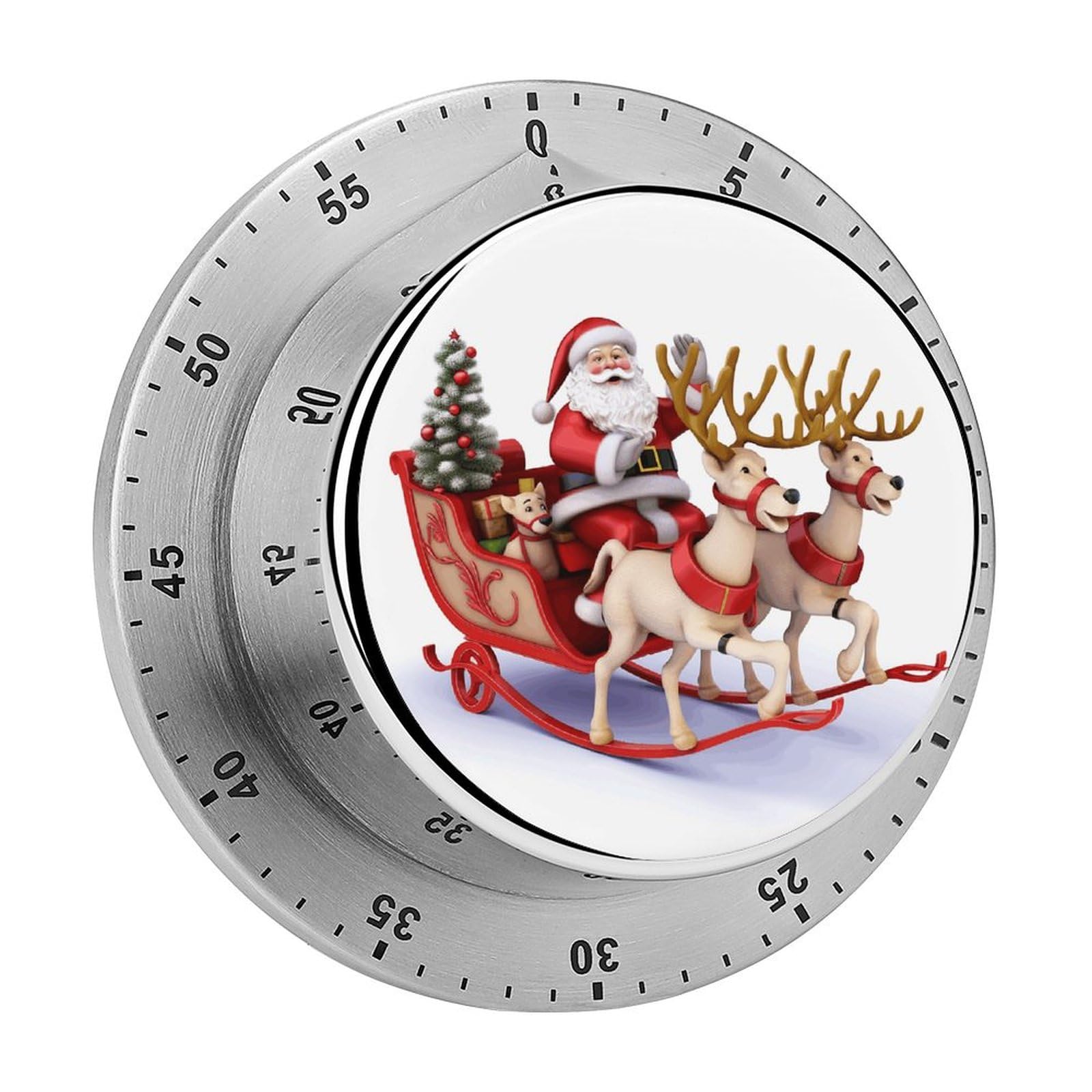 Santa Claus Reindeer Sled Printed Waterproof Christmas Timer with Loud Alarm Outdoor Timer for Cooking Exercise Baking