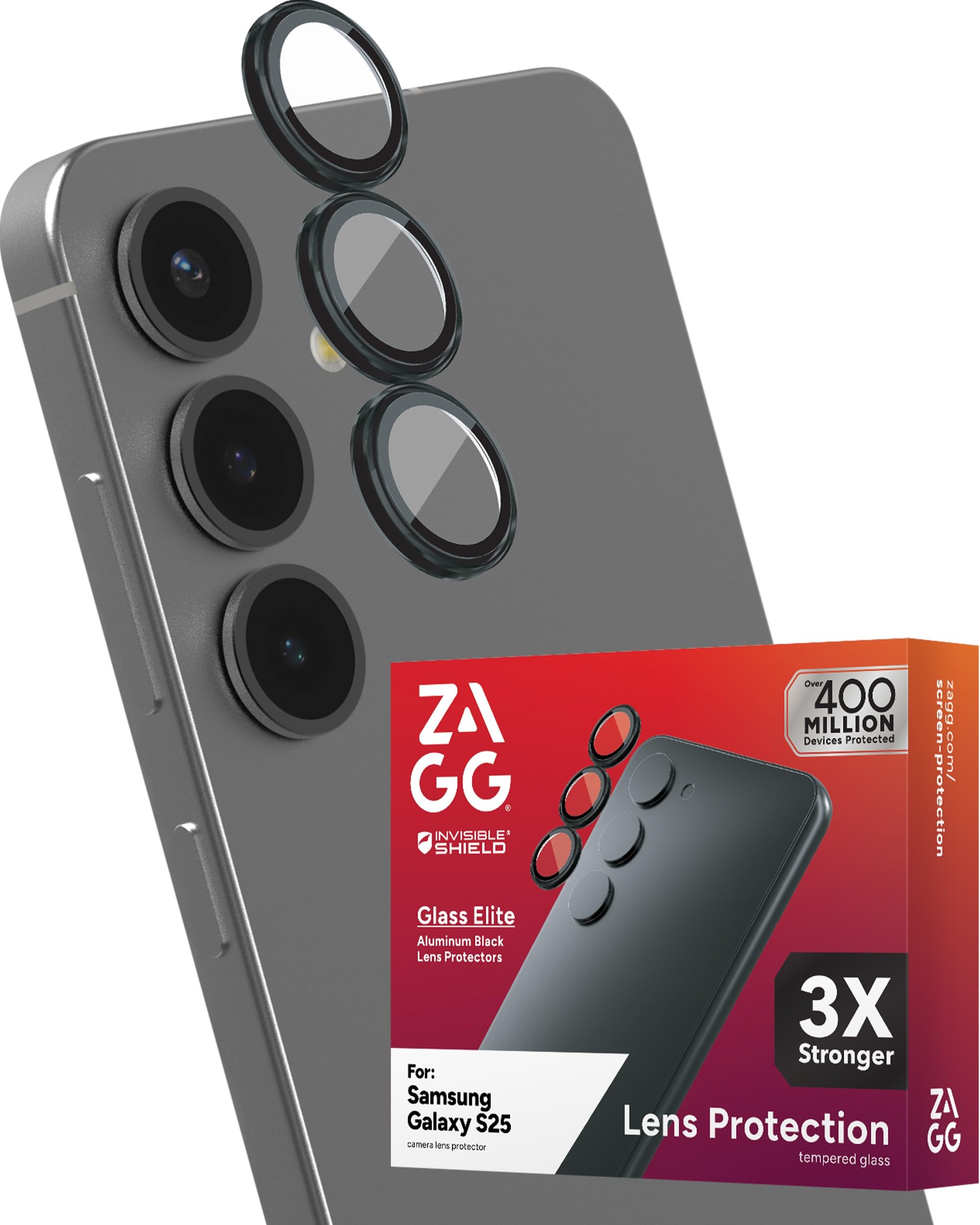 ZAGG Glass Elite Anti-Reflective Samsung Galaxy S25 Camera Lens Protector – Anti-Glare Technology, Maximum Impact &amp; Scratch Resistance, Smudge-Free Surface, Recycled Materials