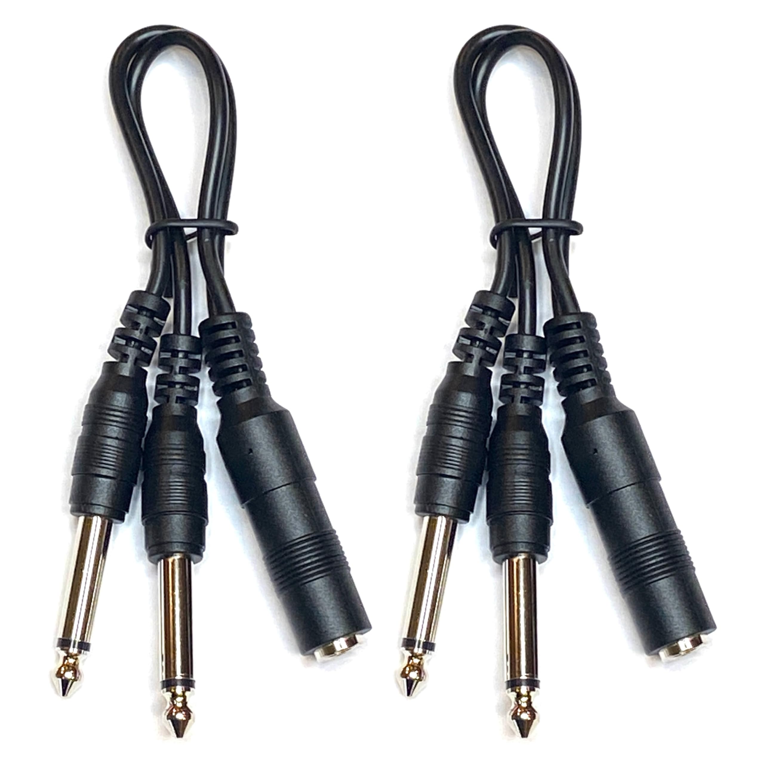 1/4 Inch Mono TS Female to 2 x 1/4 Inch Male Mono TS Y 1:2 Splitter Cable (2)