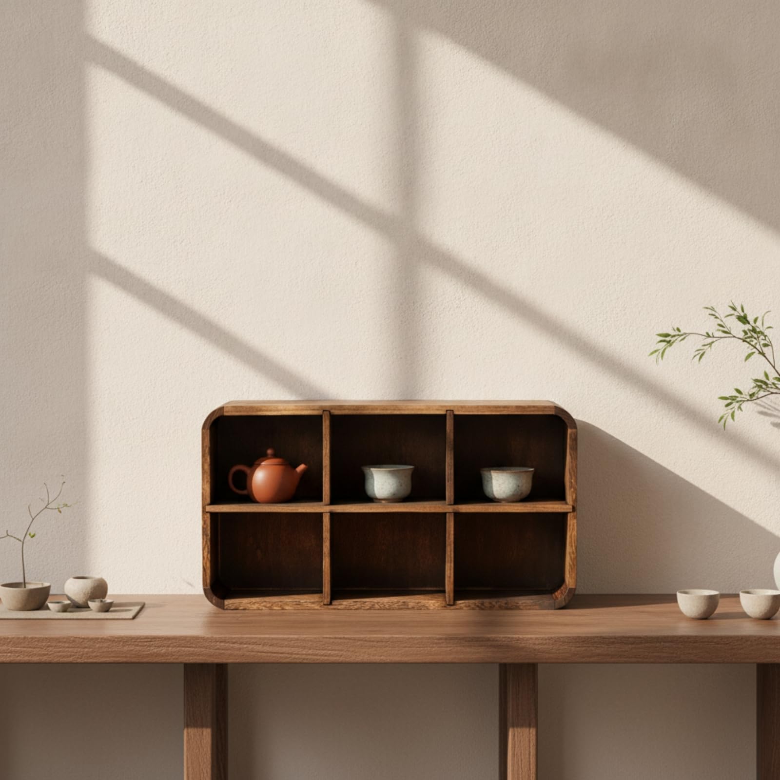 Organizador Tazas con Compartimentos Compacto Estan Resisn para Aficionados Al Té, Coleccionistas, 8 Compartimentos con Panel Trasero