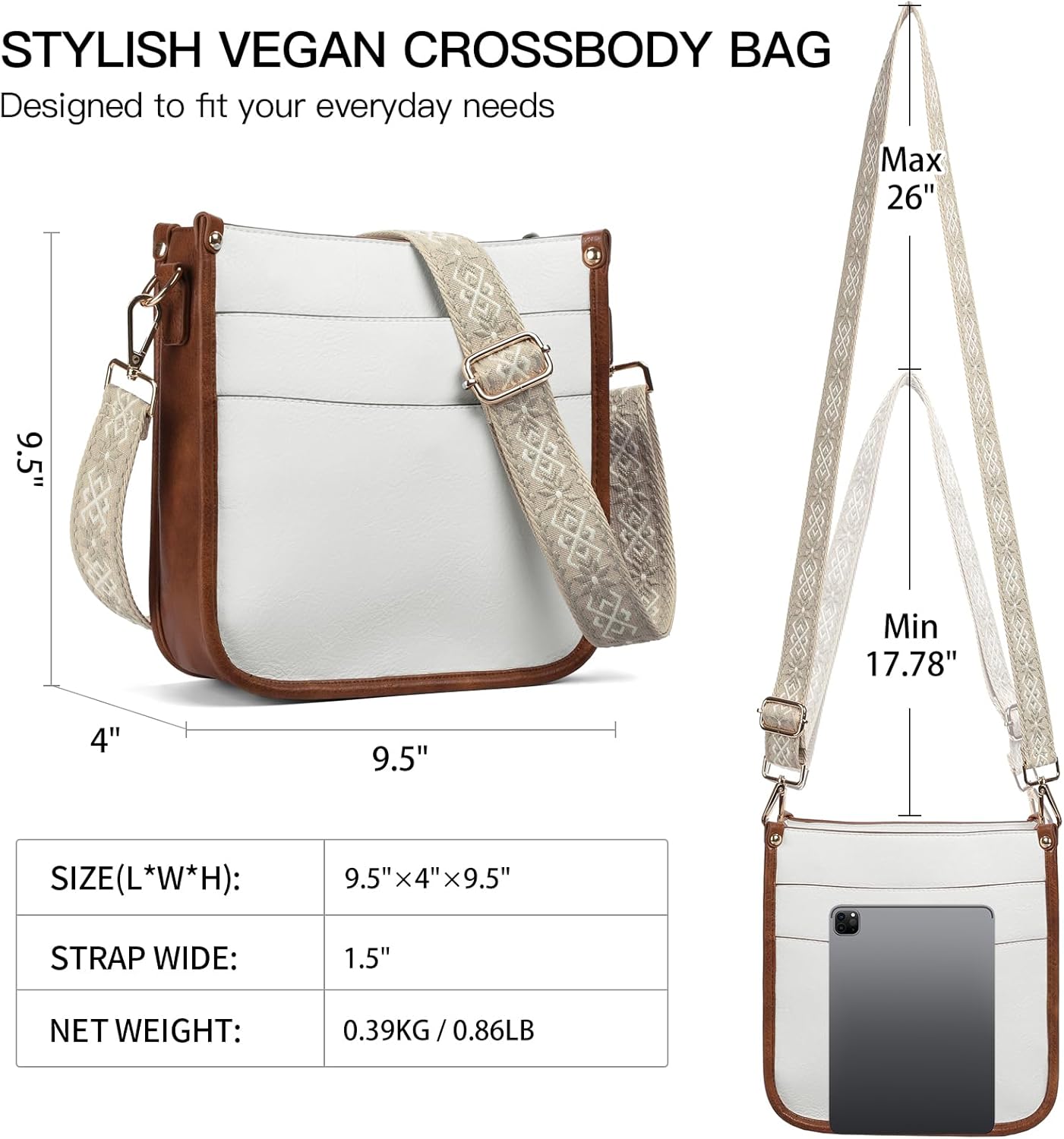 SENDEFN Crossbody Bags for Women Vegan Leather Hobo Purses Shoulder Handbags With Wide Shoulder Strap - Image 5