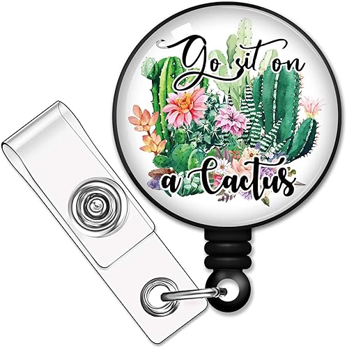 RZHV Carrete retráctil para tarjetas de identificación con clip de cocodrilo, divertido soporte para tarjetas de identificación de cactus sarcasmo, disponible en Yaxa Peru