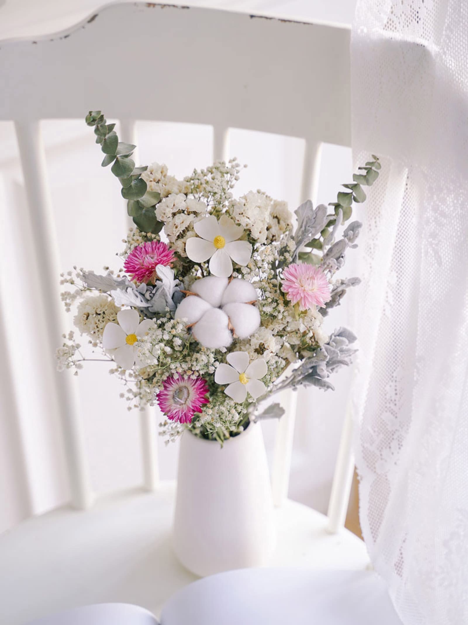 ドライフラワー花束　バラ＆ユーカリ Amazon.co.jp: ドライフラワー 花束 ユーカリのバラの花の花束insの家