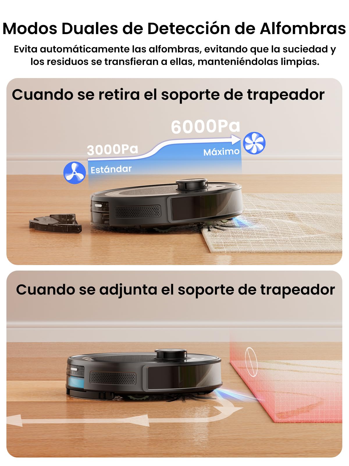 Lefant M2 Pro Robot Aspirador y Fregasuelos, 6000pa, 90 Días Autovaciado, Mapeo Multinivel, Navegación dToF, Limpieza Personalizada, Ideal para Limpiar Suelos Mixtos y Pelo Mascotas