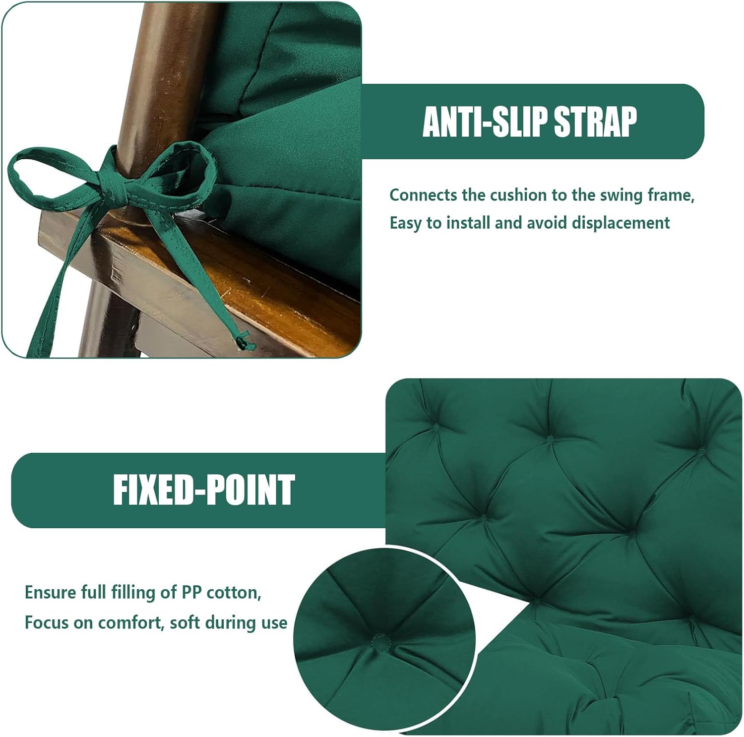 Porch Swing Cushions +Towel, 5" Thick Waterproof Swing Cushions for Outdoor Furniture,3 Seat Swing Cushion Replacement for Patio Swing,Outdoor Swing,Garden Bench