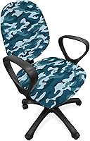 Vista 80 de Ambesonne - Funda para silla de oficina en acuarela, pinceladas abstractas con diseño de lunares, patrón geométrico grunge, fondo moteado, tela