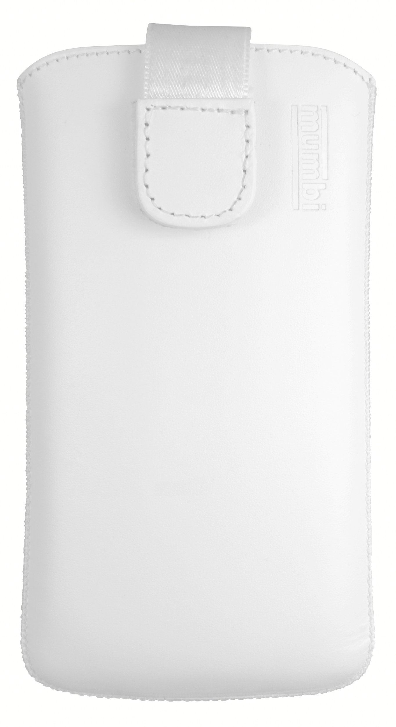 mumbi Borsa in vera pelle compatibile con Wiko Lenny 2, (Linguetta con funzione di retrazione, supporto estraibile), bianco