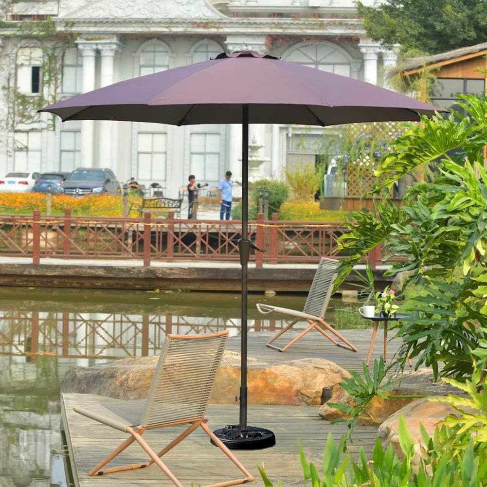 Parasol Umbrella Dock Pool Patio Umbrella Heavy-Duty Large Protective Cover, 8.9 Feet UV Protection Umbrella with Stable Cement Base (Color : Brown)